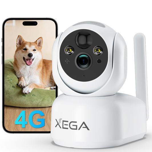 Xega XG-10 4G CCTV Indoor Security Camera Wireless-7800mAh Battery, 2K Super HD PTZ Camera with SIM Card, No WiFi, PIR Motion Detection, Color Night Vision.