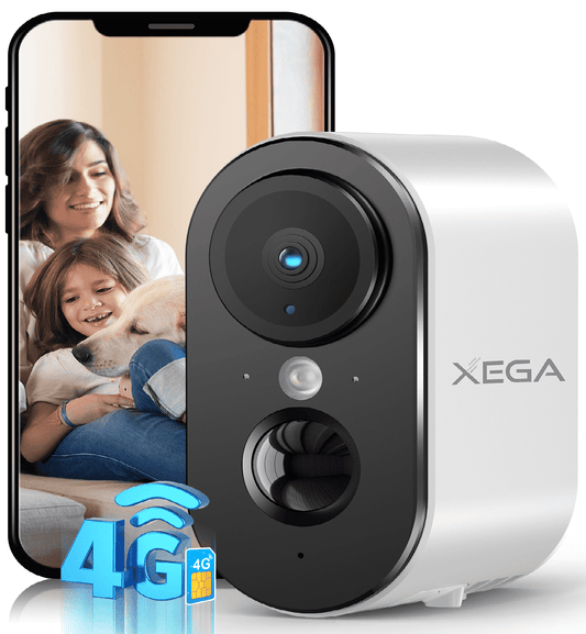 Xega XG-13 4G LTE Indoor Surveillance Camera With Sim Card, 2K Super HD,PIR Motion Detection, 3MP Colour Night Vision, 2-Way Audio, Alarm, TF/Cloud, IP65.
