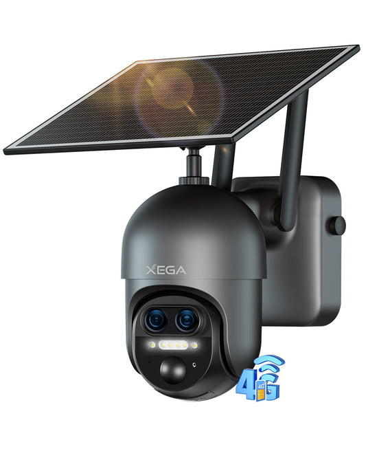 Xega XG-16 4G LTE 12X Hybrid Zoom Outdoor Surveillance Camera,2K PTZ Dual-Lens,10400mAh Battery,PIR/AI Humanoid Detection,30m Colour Night Vision.