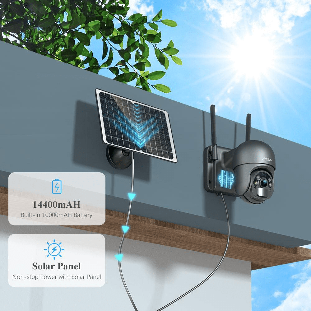 Xega S20-4G LTE Security Camera No WiFi, 2K Super HD Solar Powered Wireless Outdoor 4G Security Camera, PIR Motion Sensor, Night Vision, 2 Way Talk, SIM Card Included