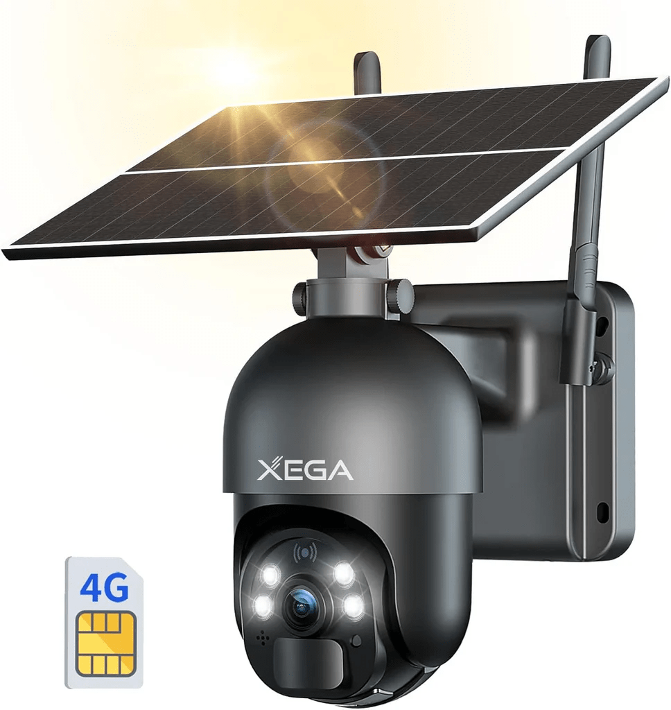 Xega S20-4G LTE Security Camera No WiFi, 2K Super HD Solar Powered Wireless Outdoor 4G Security Camera, PIR Motion Sensor, Night Vision, 2 Way Talk, SIM Card Included