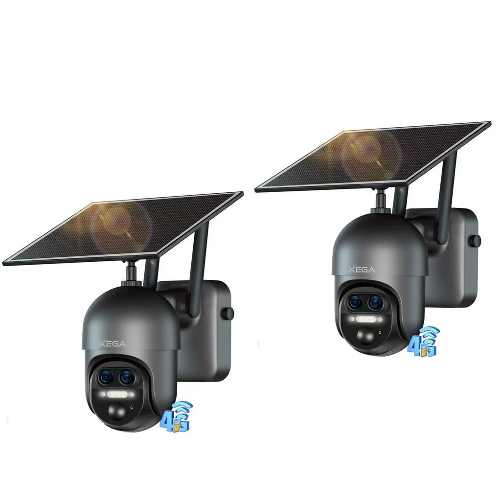 Xega XG-16 4G LTE 12X Hybrid Zoom Outdoor Surveillance Camera,2K PTZ Dual-Lens,10400mAh Battery,PIR/AI Humanoid Detection,30m Colour Night Vision.