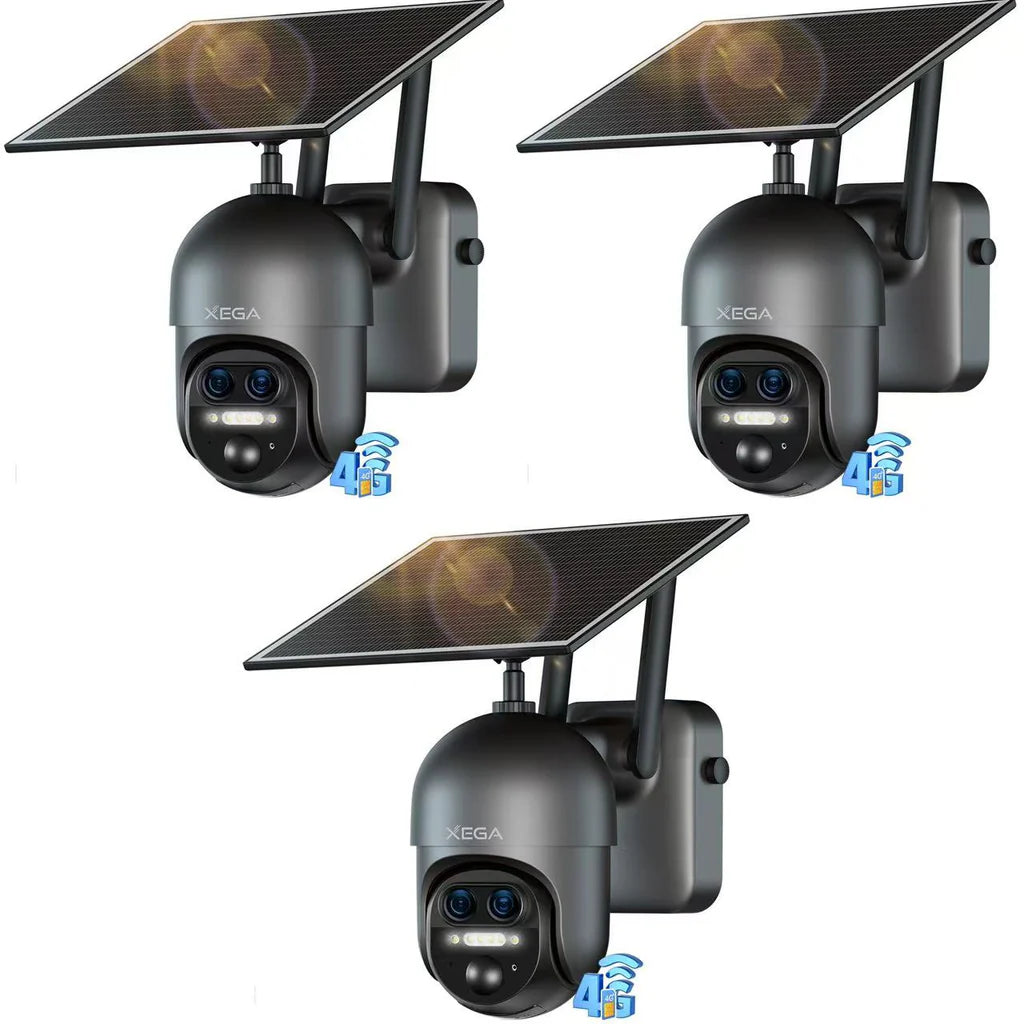 Xega XG-16 4G LTE 12X Hybrid Zoom Outdoor Surveillance Camera,2K PTZ Dual-Lens,10400mAh Battery,PIR/AI Humanoid Detection,30m Colour Night Vision.