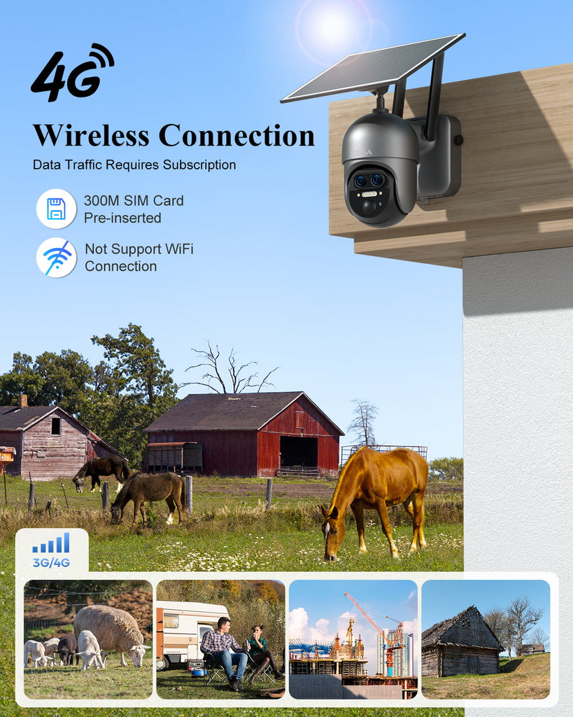 Xega XG-16 4G LTE 12X Hybrid Zoom Outdoor Surveillance Camera,2K PTZ Dual-Lens,10400mAh Battery,PIR/AI Humanoid Detection,30m Colour Night Vision.