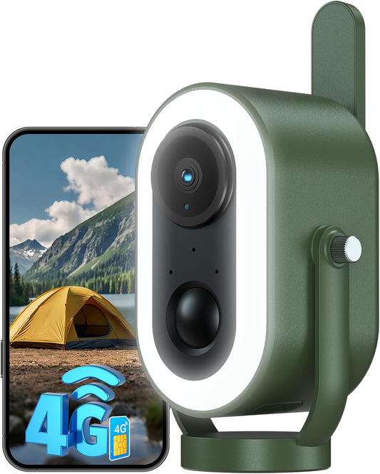 Xega 4G LTE Camping Magnetic Section Camera with SIM Card 2K HD Cellular Portable Wireless Security Camera Outdoor 6000mAh Battery PIR Human Detection for RV/Camping/Travel/Picnic/Temporary Parking