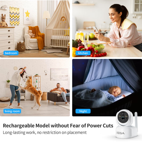 Xega 4g Indoor Surveillance Camera With Sim Card, 360 Degree Indoor Dog Camera With App, 2k Surveillance Camera With Recording, Real-Time Alarm, Sd&Cloud Storage, Two-Way Audio, Night Vision