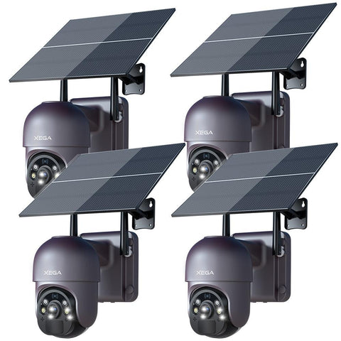 Xega Solar No WiFi Security Camera Wireless Outdoor 4G LTE Cellular Security Camera with 20W Solar Panel 20000mAh Built-in Battery - Xegatech
