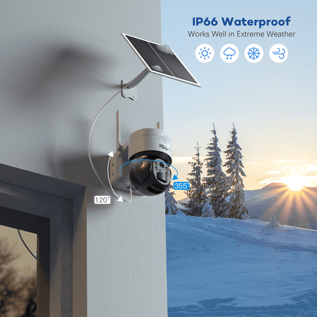 Xega 3G/4G LTE Cellular Security Camera No WiFi Outdoor Solar Camera Wireless, 2K HD Color Night Vision 355°/120°,PIR Motion Detection,IP66.