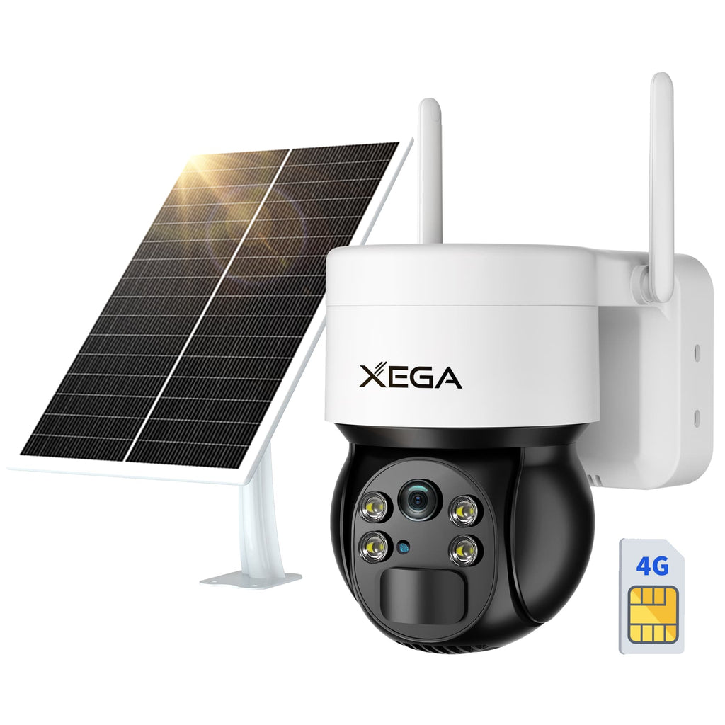 Xega 3G/4G LTE Cellular Security Camera No WiFi Outdoor Solar Camera Wireless, 2K HD Color Night Vision 355°/120°,PIR Motion Detection,IP66.